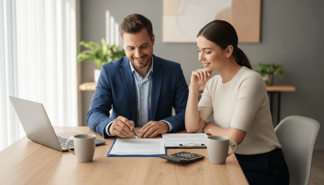 Financial advisor and client reviewing investment strategy documents during planning session
